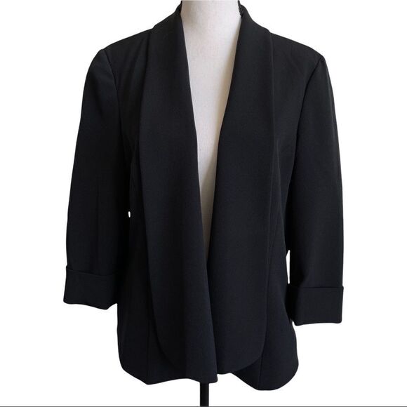 Jones Studio Black Cropped Tuxedo Jacket - Size 12 - Picture 1 of 8